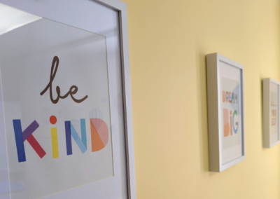 Artwork on walls at Lyndsey Stevanto Children's Therapy Services in Parry Sound